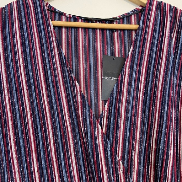 NWT Sfera Striped Metallic Midi Side Tassel Dress - Picture 7 of 13